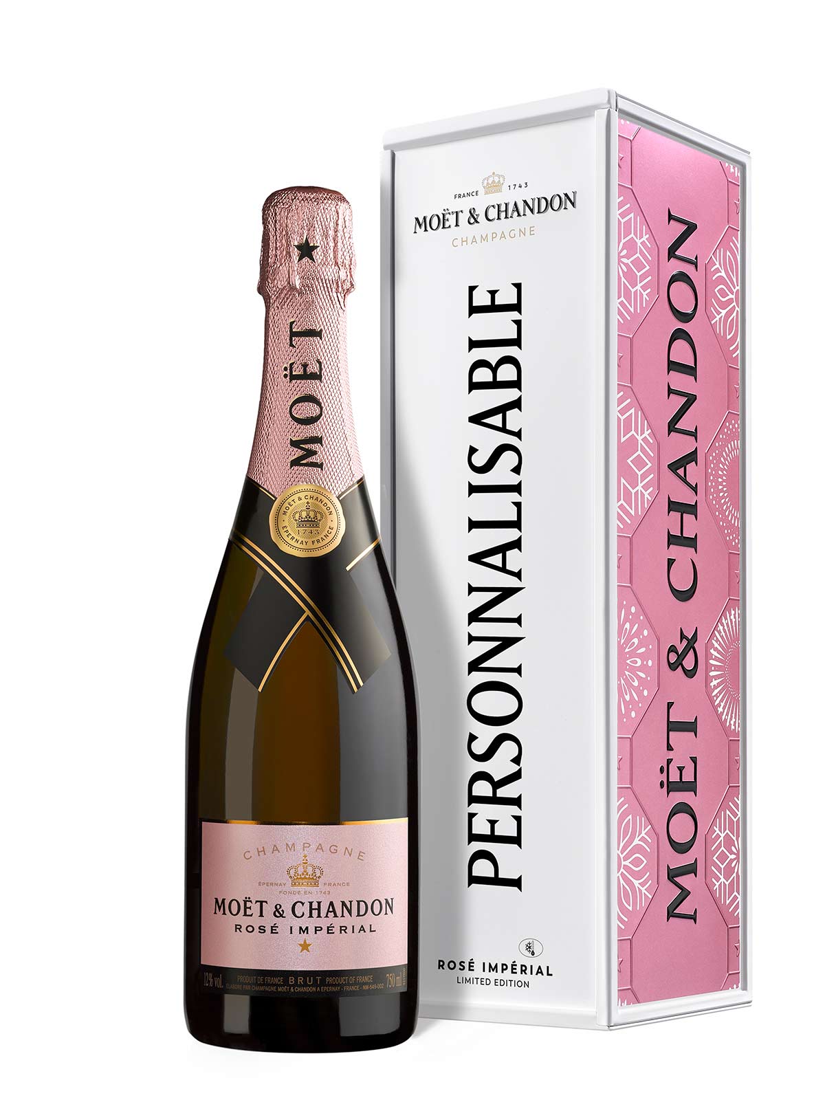Moët & Chandon Édition limitée fin d’année 2022 - Coffret cadeau en métal personnalisable Rosé Impérial