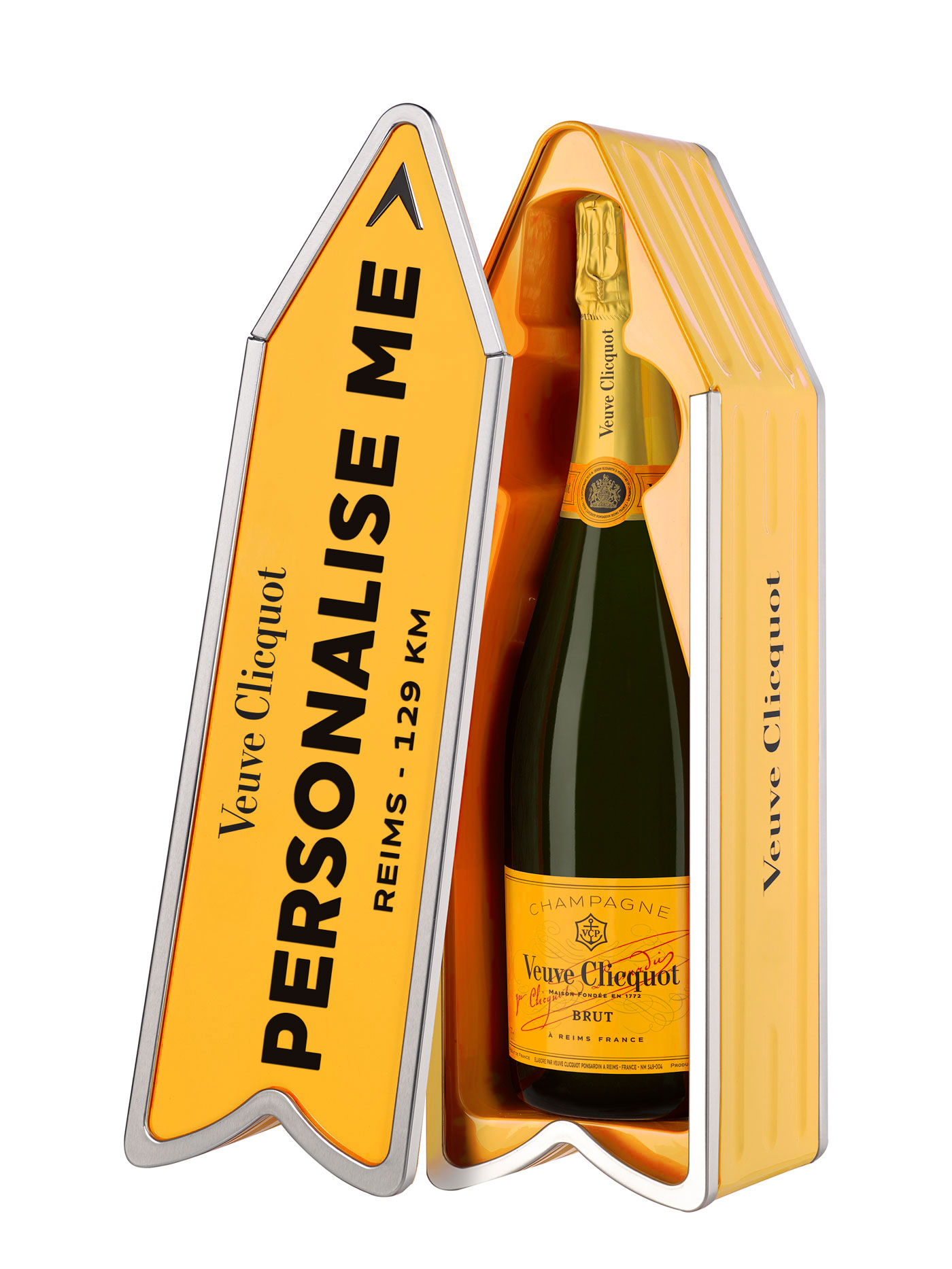 Send Veuve Clicquot Yellow Label Champagne with Custom Label